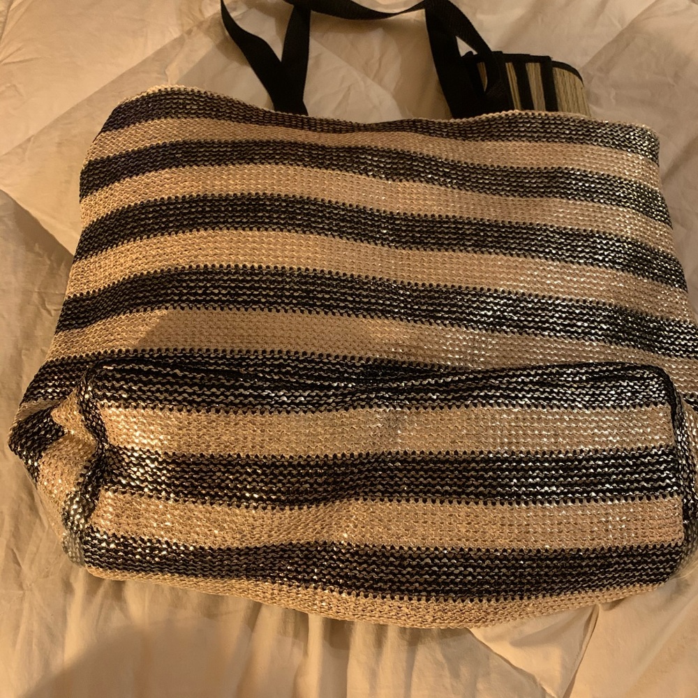 Summer & Rose Blue Striped Metallic Summer Tote - Picture 2 of 9